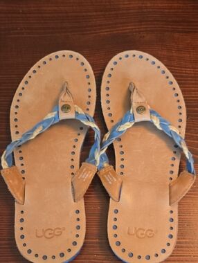 NWOB UGG Leather Braided Flip Flop Sandal Womens Size 5